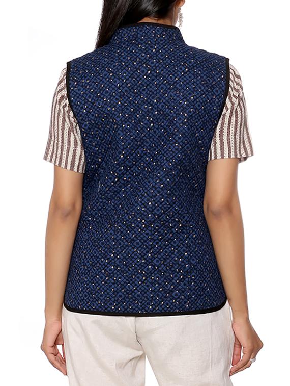 navy blue printed ethnic jacket - 16029430 - Zoom Image - 3