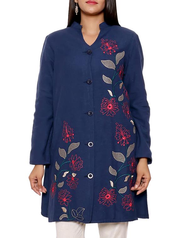 floral embroidered ethnic jacket - 16029432 - Zoom Image - 1