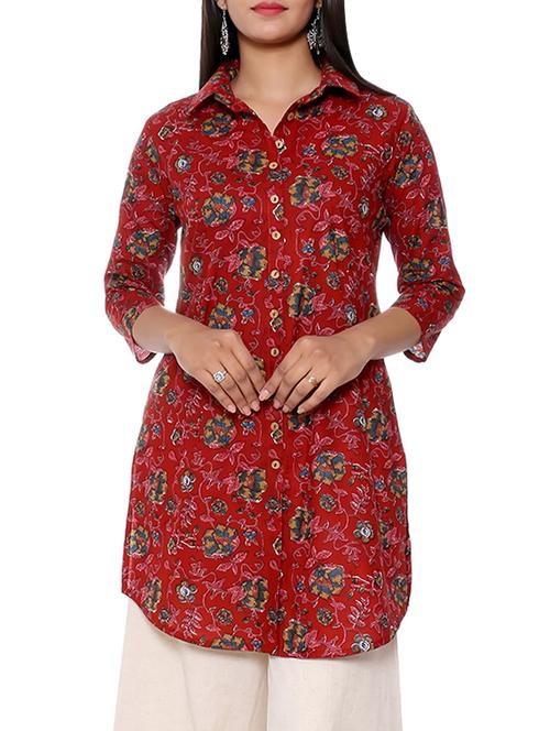 kalamkari printed straight kurti - 16029454 - Very Small Image - 1