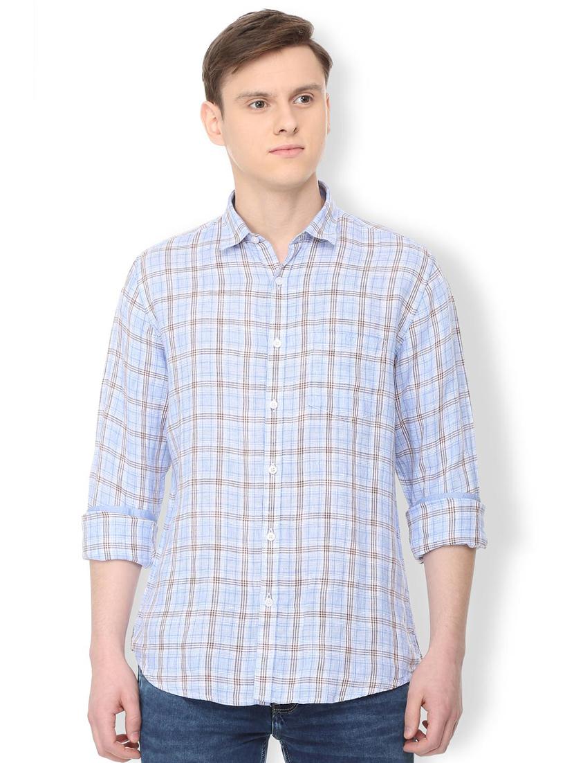 blue linen casual shirt - 16029528 - Zoom Image - 1