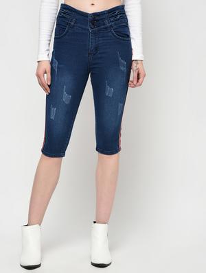 side taped distressed capri - 16029782 - Standard Image - 2