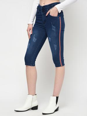 side taped distressed capri - 16029782 - Standard Image - 3