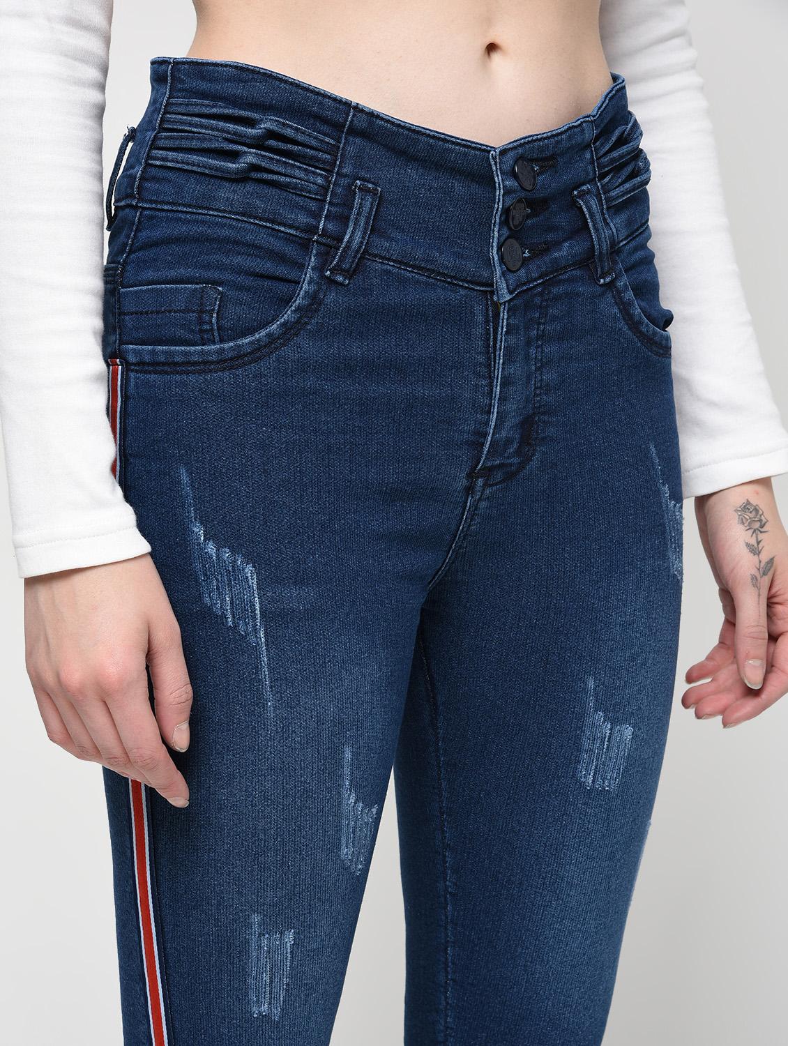 side taped distressed capri - 16029782 - Zoom Image - 5