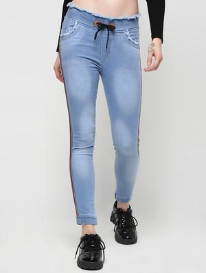 frayed detail side taped jogger - 16029786 - Standard Image - 2
