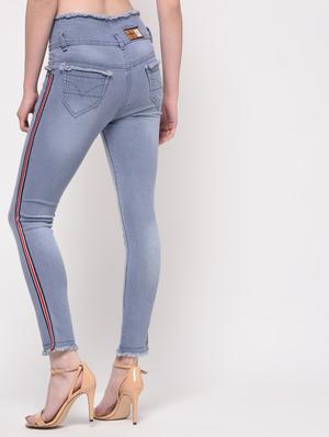 frayed detail side taped jeans - 16029801 - Standard Image - 3