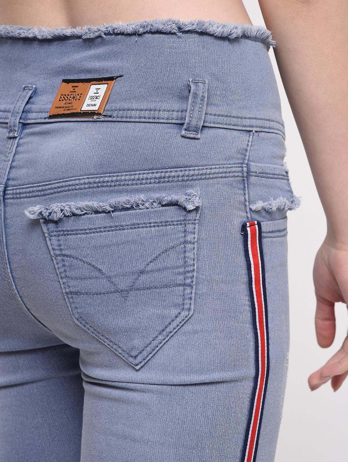 frayed detail side taped jeans - 16029801 - Zoom Image - 6