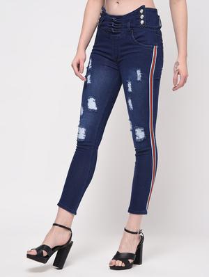 side taped distressed jeans - 16029805 - Standard Image - 3
