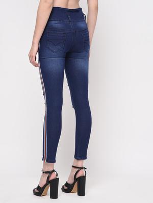 side taped distressed jeans - 16029805 - Standard Image - 4