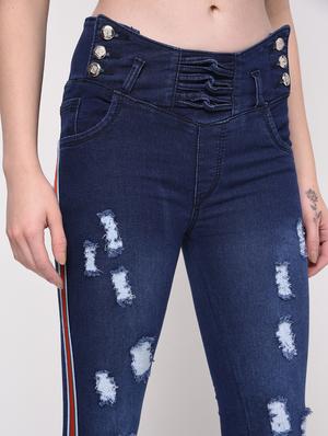side taped distressed jeans - 16029805 - Standard Image - 5