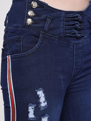side taped distressed jeans - 16029805 - Standard Image - 6