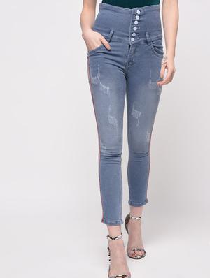 side taped distressed jeans - 16029812 - Standard Image - 2
