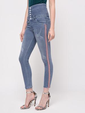 side taped distressed jeans - 16029812 - Standard Image - 3