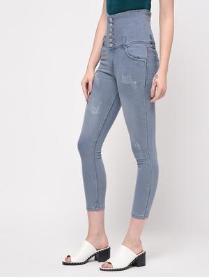 high rise distressed crop jeans - 16029816 - Standard Image - 3