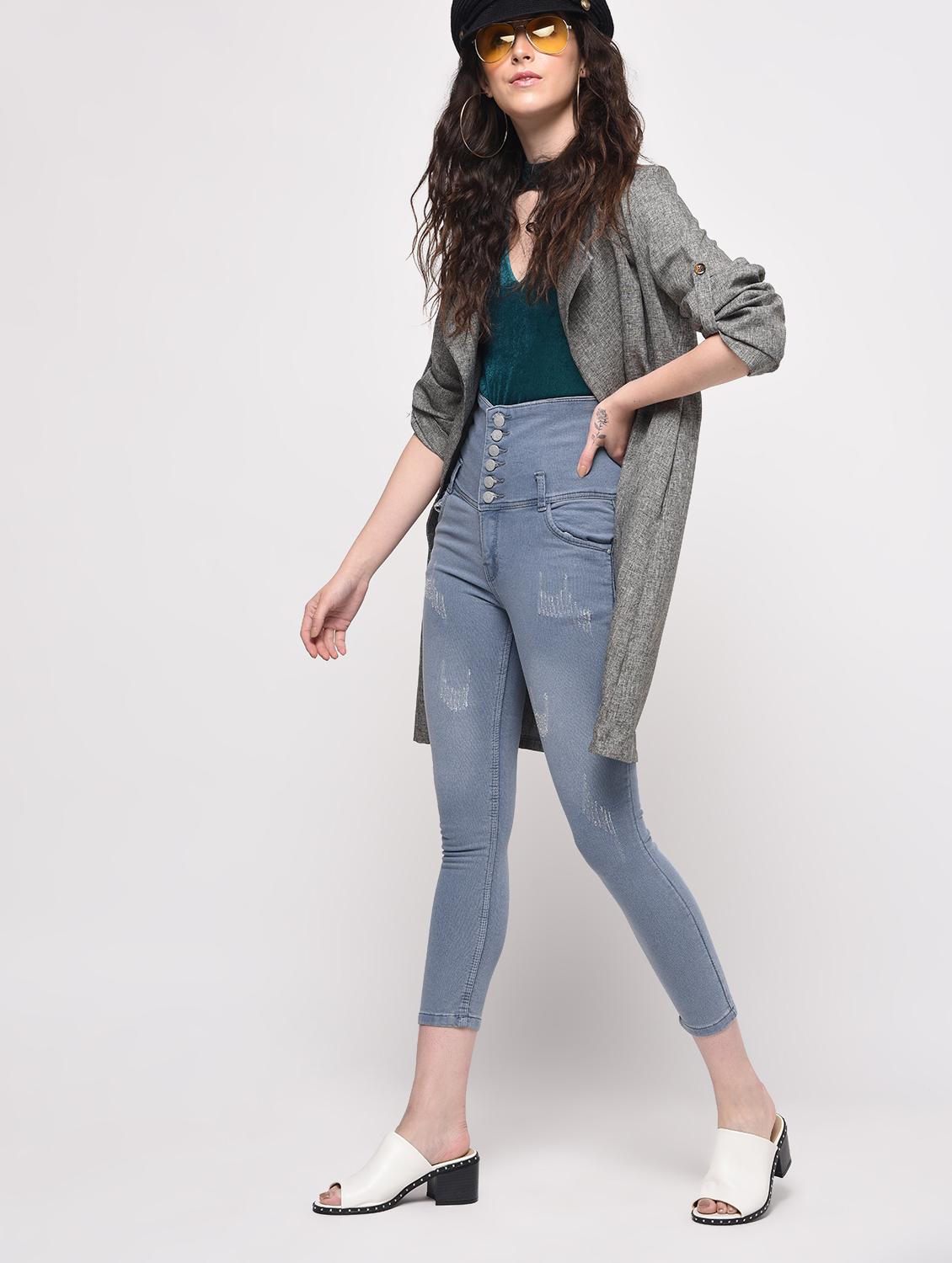 high rise distressed crop jeans - 16029816 - Zoom Image - 2