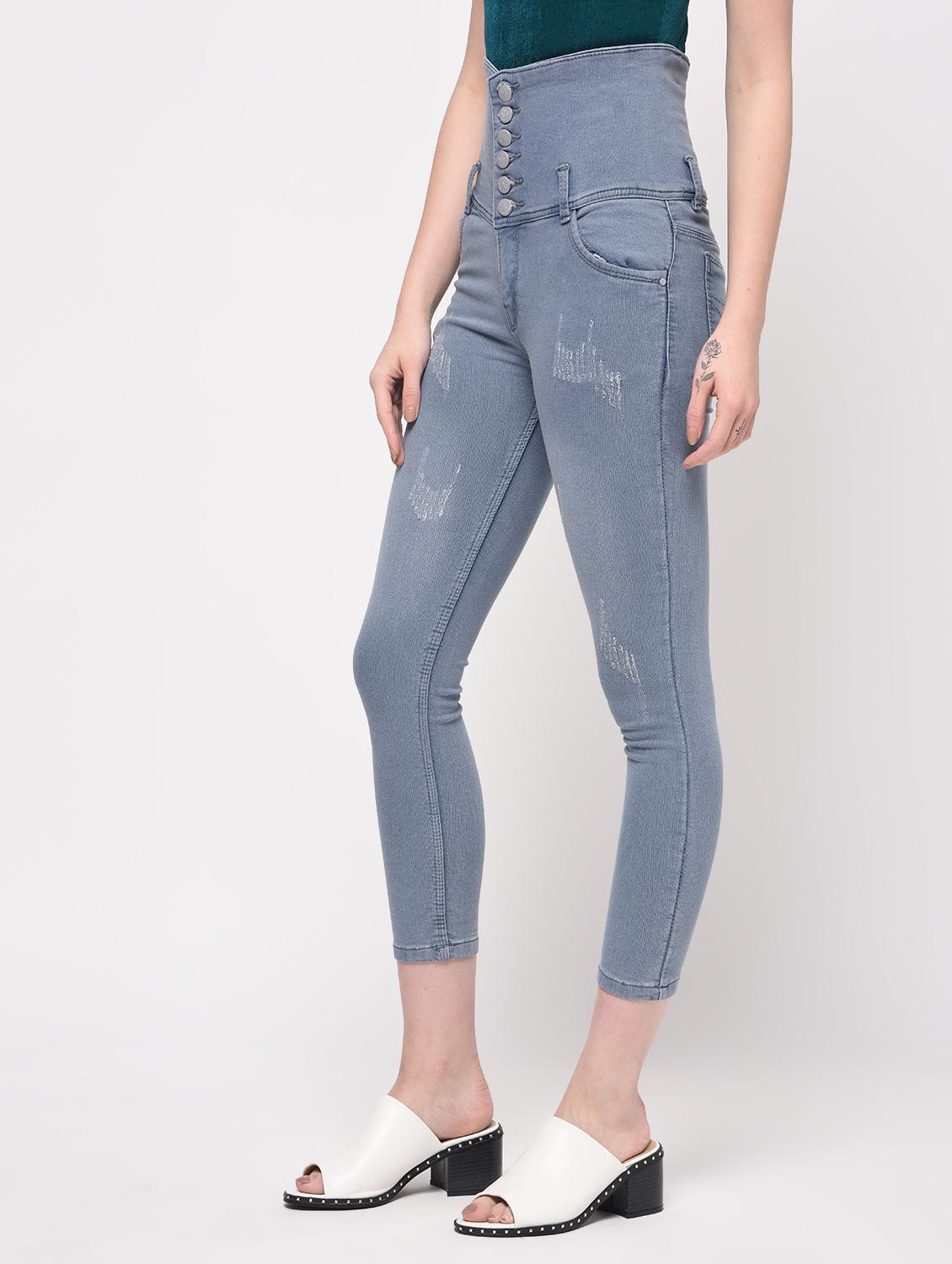 high rise distressed crop jeans - 16029816 - Zoom Image - 3