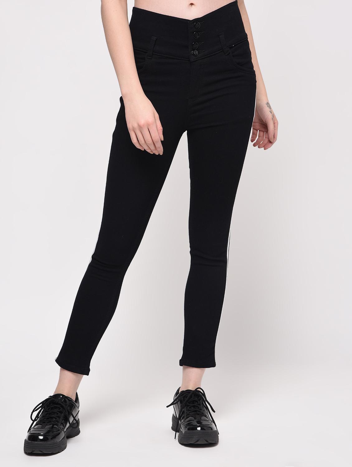 side taped high rise jeans - 16029817 - Zoom Image - 2