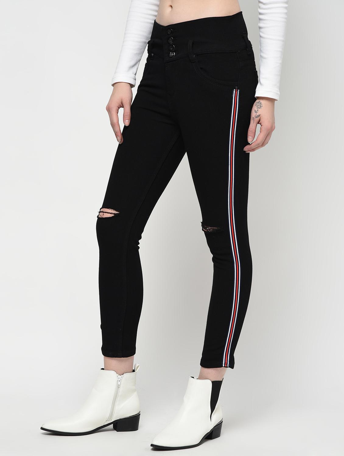 knee slit side taped jeans - 16029820 - Zoom Image - 3