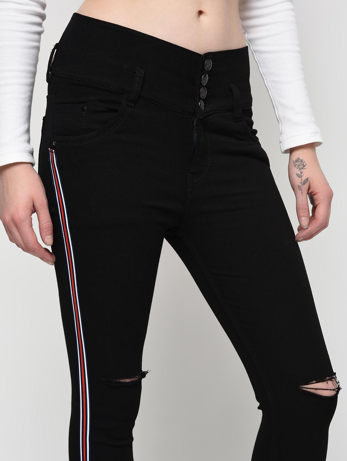 knee slit side taped jeans - 16029820 - Zoom Image - 5