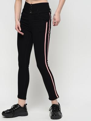 side taped high rise jeans - 16029821 - Standard Image - 3