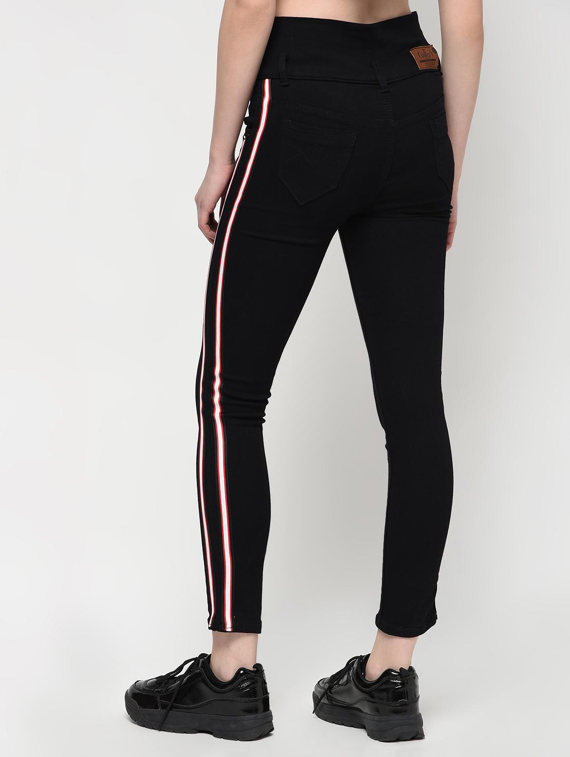 side taped high rise jeans - 16029821 - Zoom Image - 4