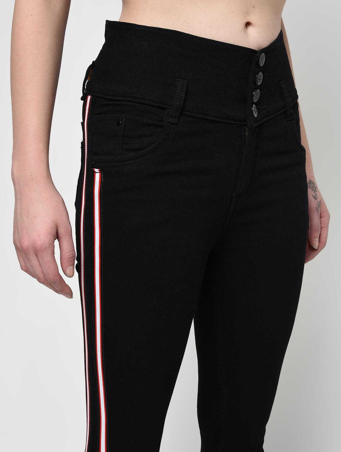 side taped high rise jeans - 16029821 - Zoom Image - 5