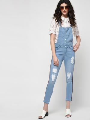 side taped distressed dungaree - 16029927 - Standard Image - 2