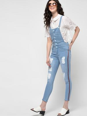 side taped distressed dungaree - 16029927 - Standard Image - 3