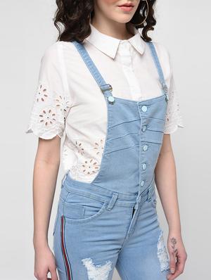 side taped distressed dungaree - 16029927 - Standard Image - 5