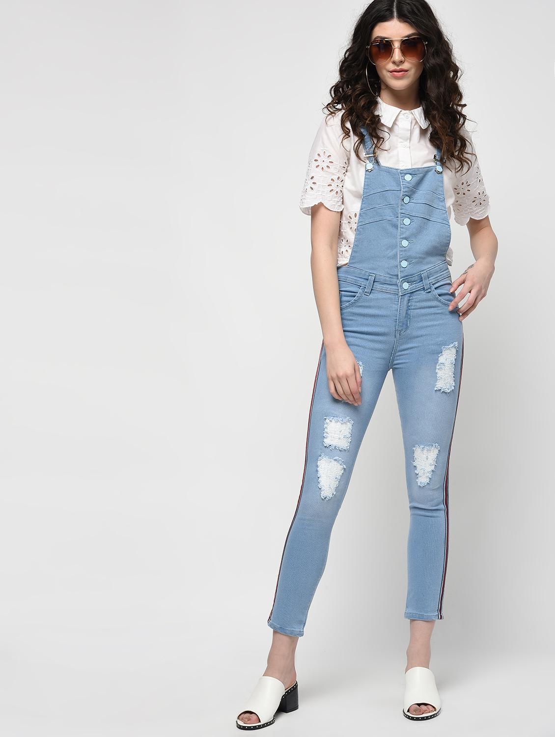 side taped distressed dungaree - 16029927 - Zoom Image - 2