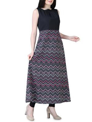 pleated neck chevron fit & flare kurta - 16030621 - Standard Image - 2
