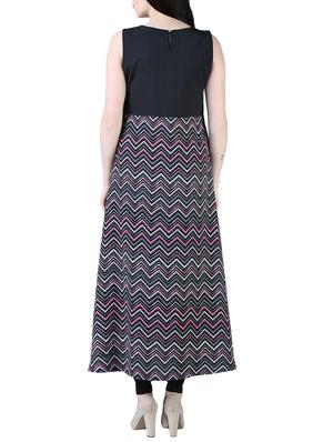 pleated neck chevron fit & flare kurta - 16030621 - Standard Image - 3