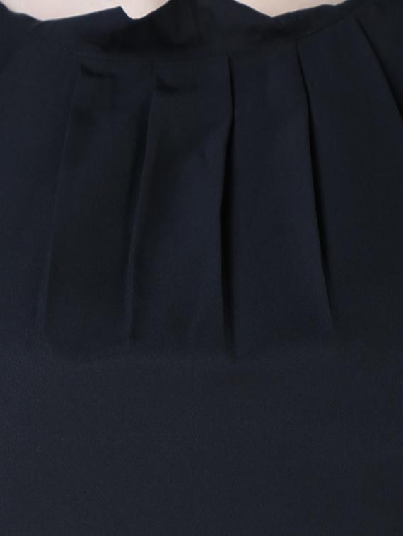 pleated neck chevron fit & flare kurta - 16030621 - Zoom Image - 4