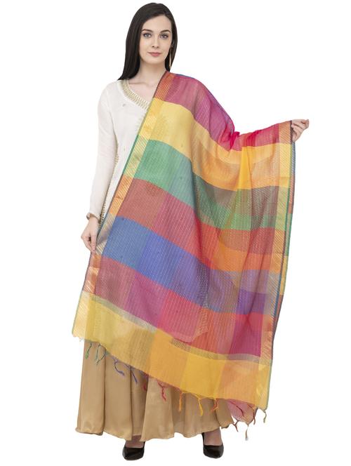 color block chanderi dupatta - 16039340 - Very Small Image - 1