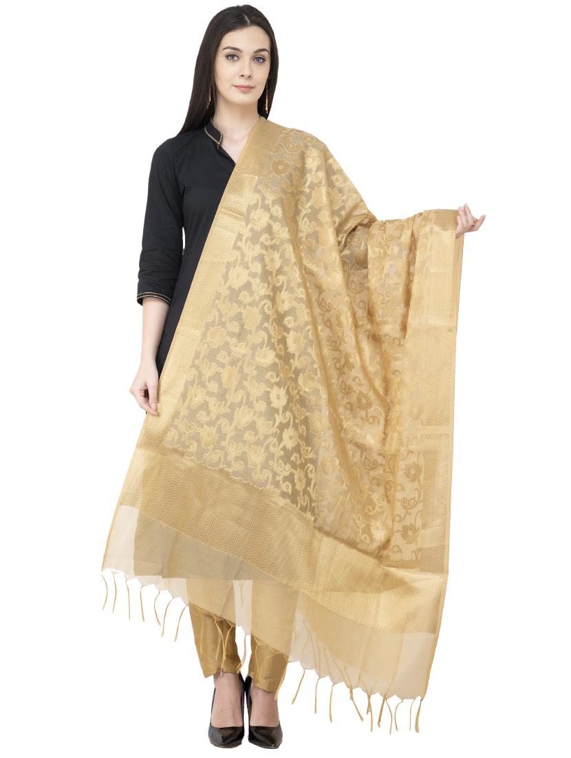 self-design chanderi dupatta - 16039357 - Zoom Image - 1