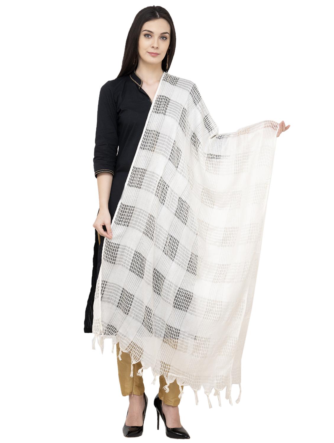 Checks dupatta with fringes - 16039370 - Zoom Image - 1