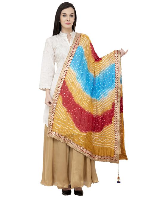 gota patti bandhani dupatta with lace - 16039381 - Standard Image - 1