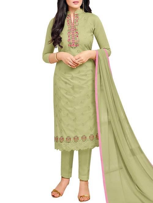 embroidered straight unstitched suit - 16039508 - Very Small Image - 1