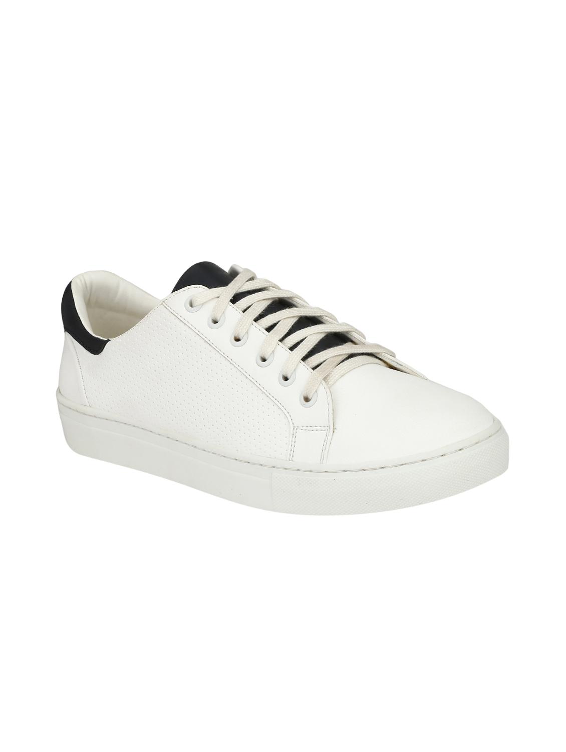 white leatherette lace up sneakers - 16040349 - Zoom Image - 1