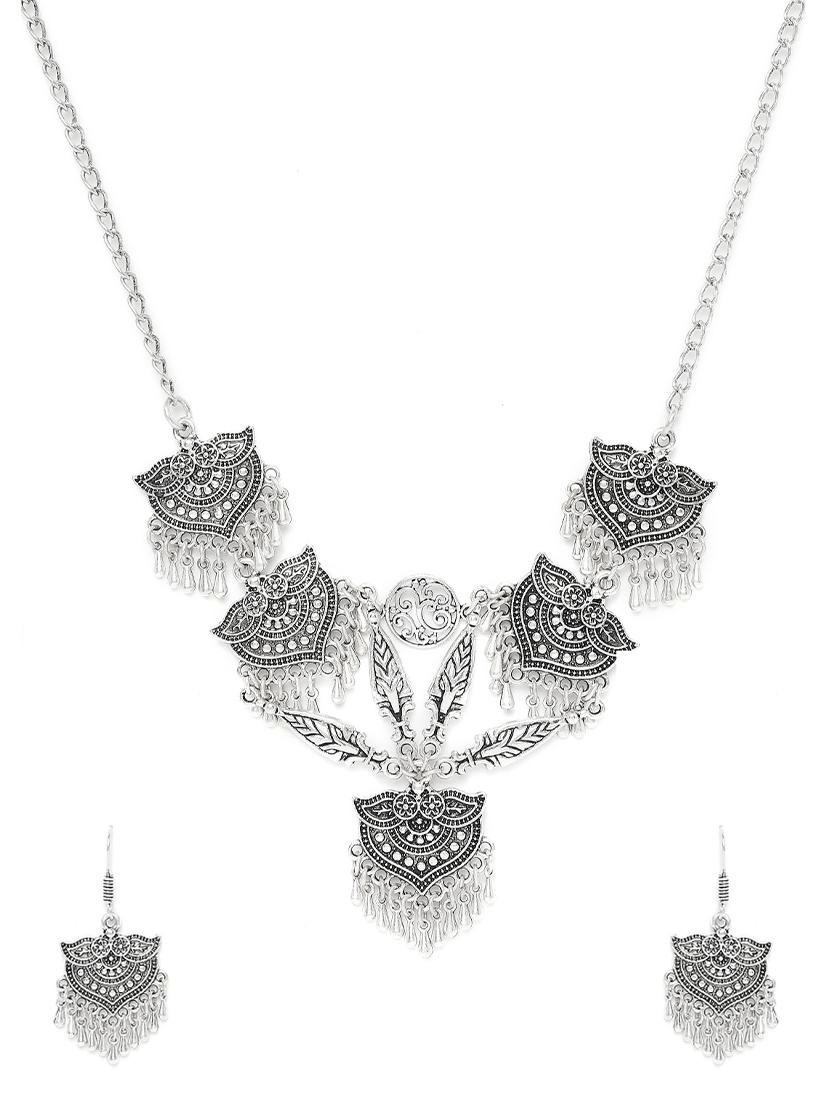 silver metal long necklace - 16040838 - Zoom Image - 1