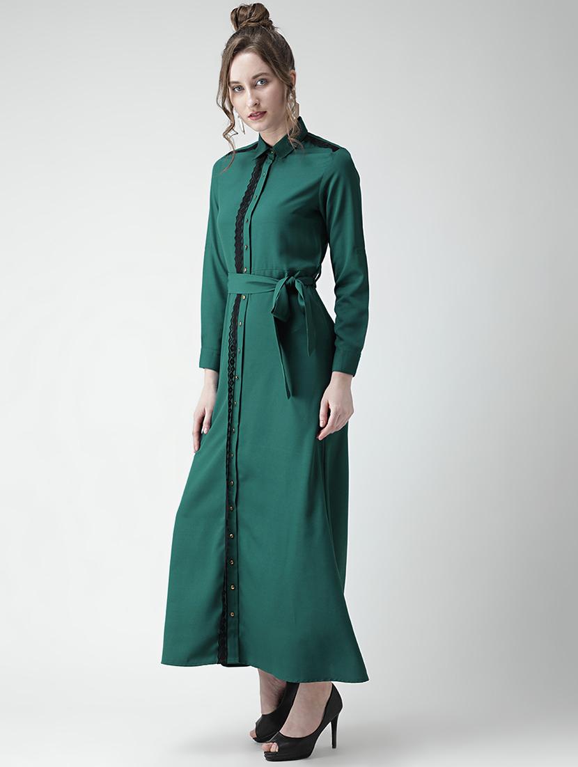 lace trim button up maxi dress - 16041175 - Zoom Image - 2