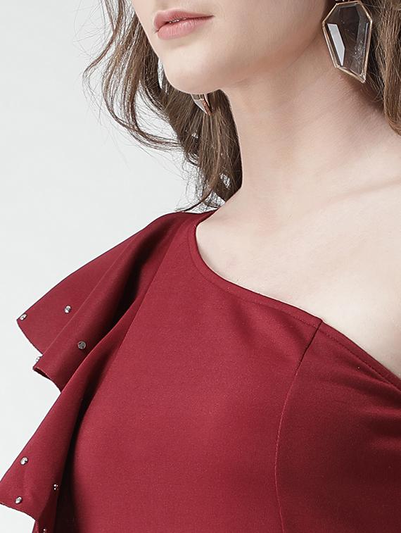 ruffled single shoulder sheath dress - 16041177 - Zoom Image - 5
