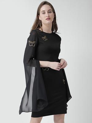 slit sleeved embellished sheath dress - 16041180 - Standard Image - 2