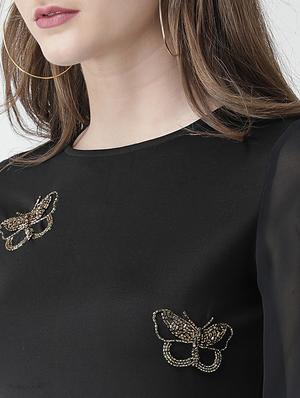 slit sleeved embellished sheath dress - 16041180 - Standard Image - 5