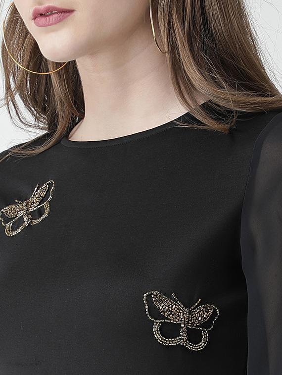slit sleeved embellished sheath dress - 16041180 - Zoom Image - 5