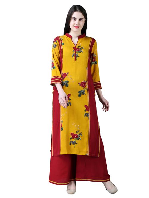 floral kurta palazzo set - 16041784 - Standard Image - 1
