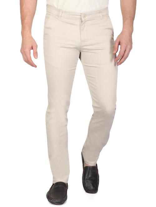 beige cotton chinos - 16042127 - Very Small Image - 1