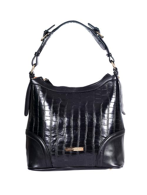 black leatherette (pu) hobo handbag - 16042203 - Very Small Image - 1