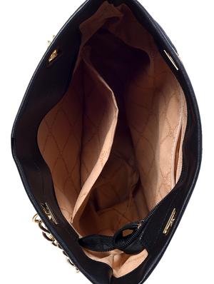 black leatherette (pu) regular handbag - 16042424 - Standard Image - 3