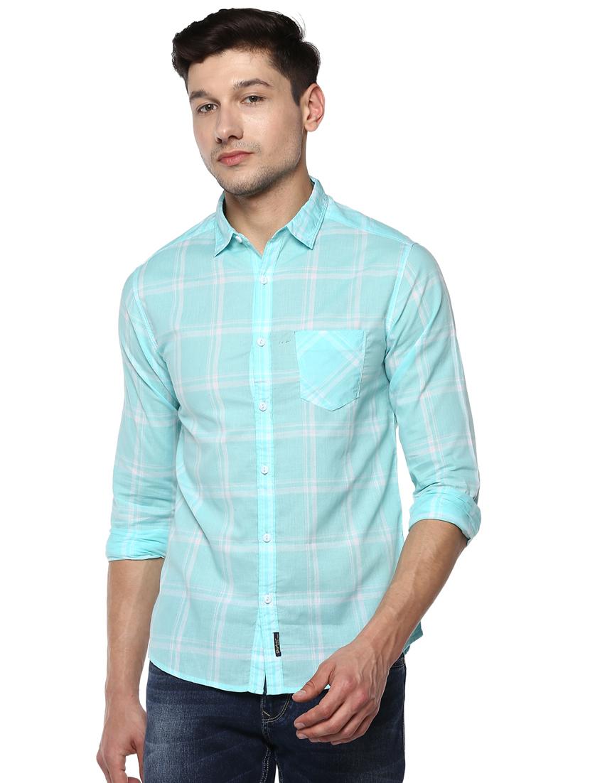 blue checkered casual shirt - 16043185 - Zoom Image - 1