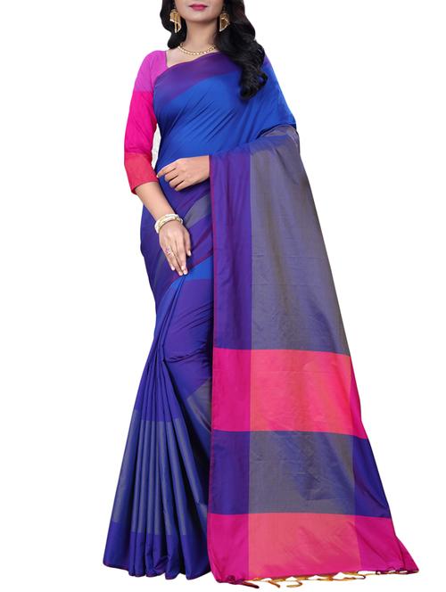 color block uppada saree with blouse - 16045098 - Standard Image - 1